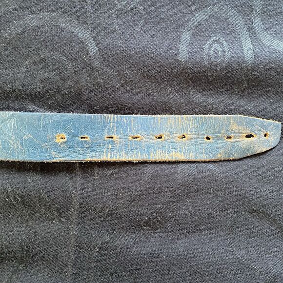 Vintage 70’s Dodge Van Brass Buckled Blue Smitty’s Leather Belt. Van Life. - Picture 12 of 14